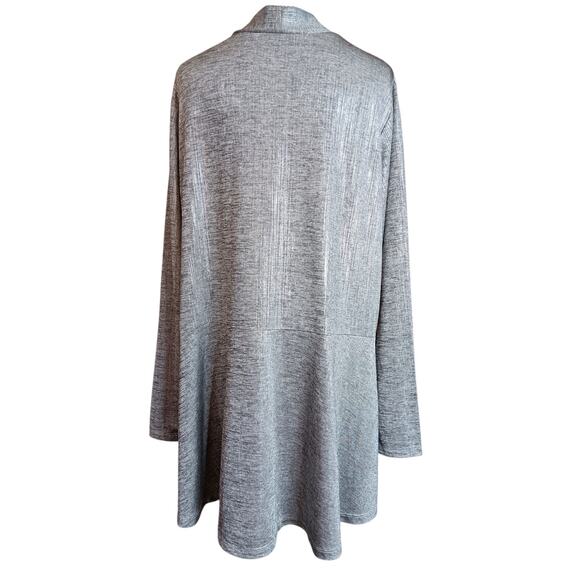 SUSAN GRAVER Slinky Knit Jacket Cardigan Topper Pockets XL Silver Career Travel‎ - Picture 2 of 8
